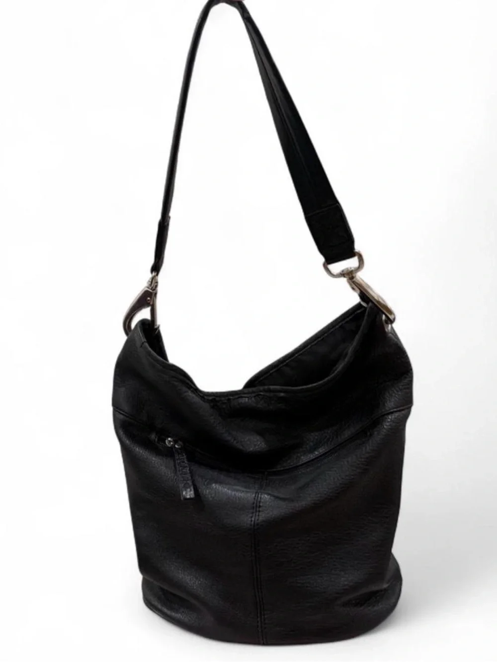 Stone & Co. Black Leather Hobo with Silver Hardware